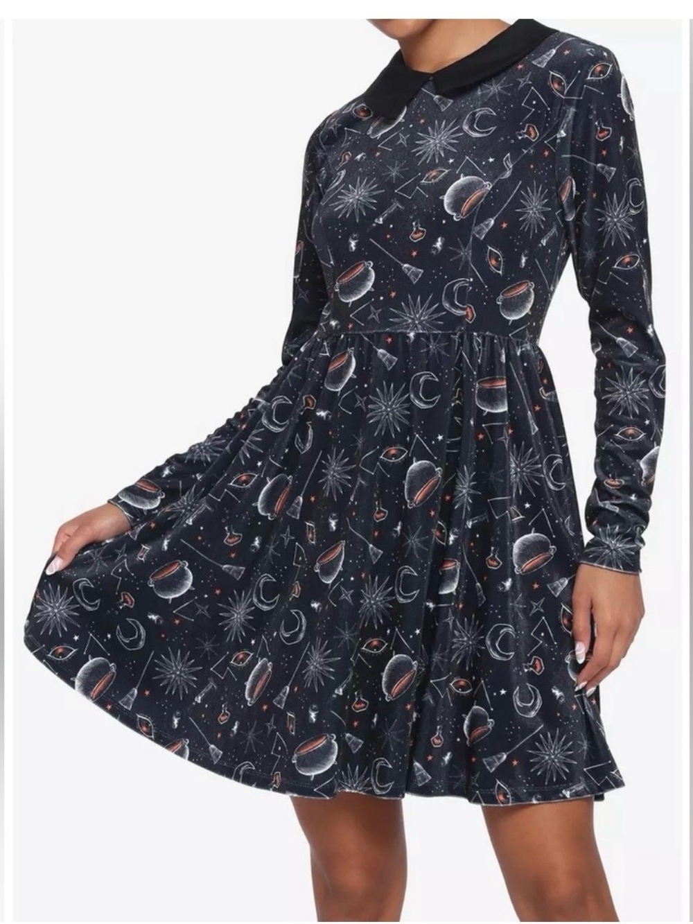 Her Universe Dark Blue Celestial Hocus Pocus Long-Sleeve Skater Dress